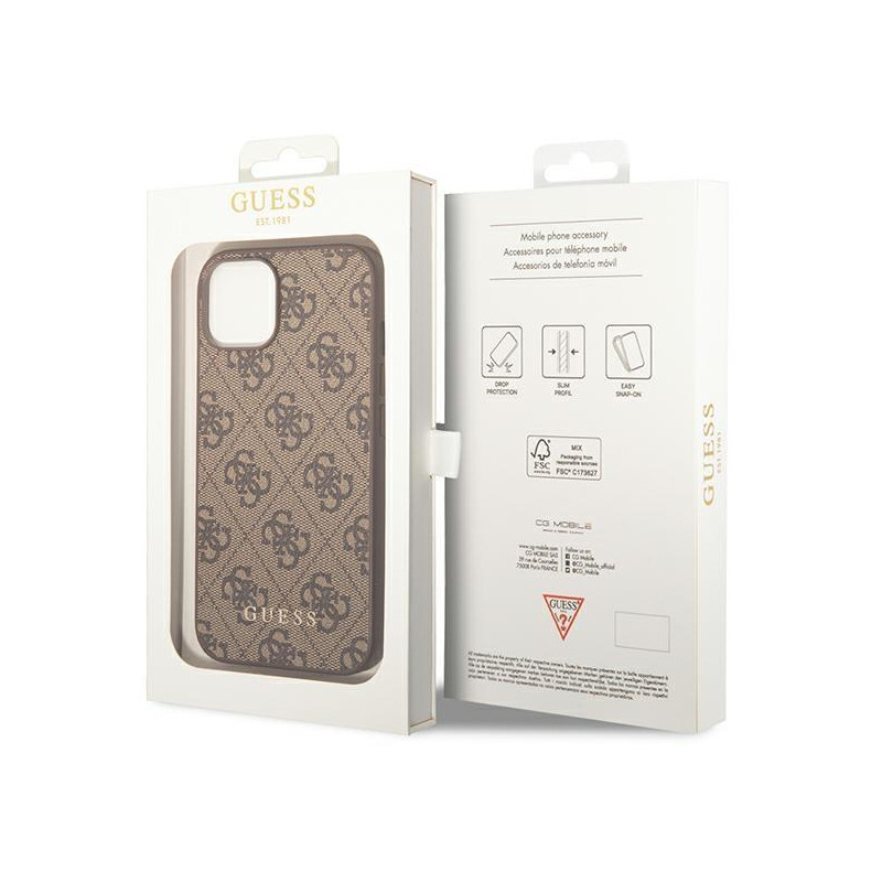Guess GUHCP14MG4GFBR iPhone 14 Plus 6,7" rudas/ rudas kietas dėklas 4G metalinis auksinis logotipas
