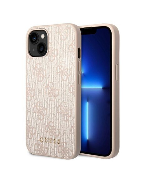 Guess GUHCP14SG4GFPI iPhone 14 6,1 colio rožinis/ rožinis kietas dėklas, 4G metalinis auksinis logotipas Guess GUHCP14SG4GFPI iPhone 14 6,1 colio rožinis/ rožinis kietas dėklas, 4G metalinis auksinis logotipas