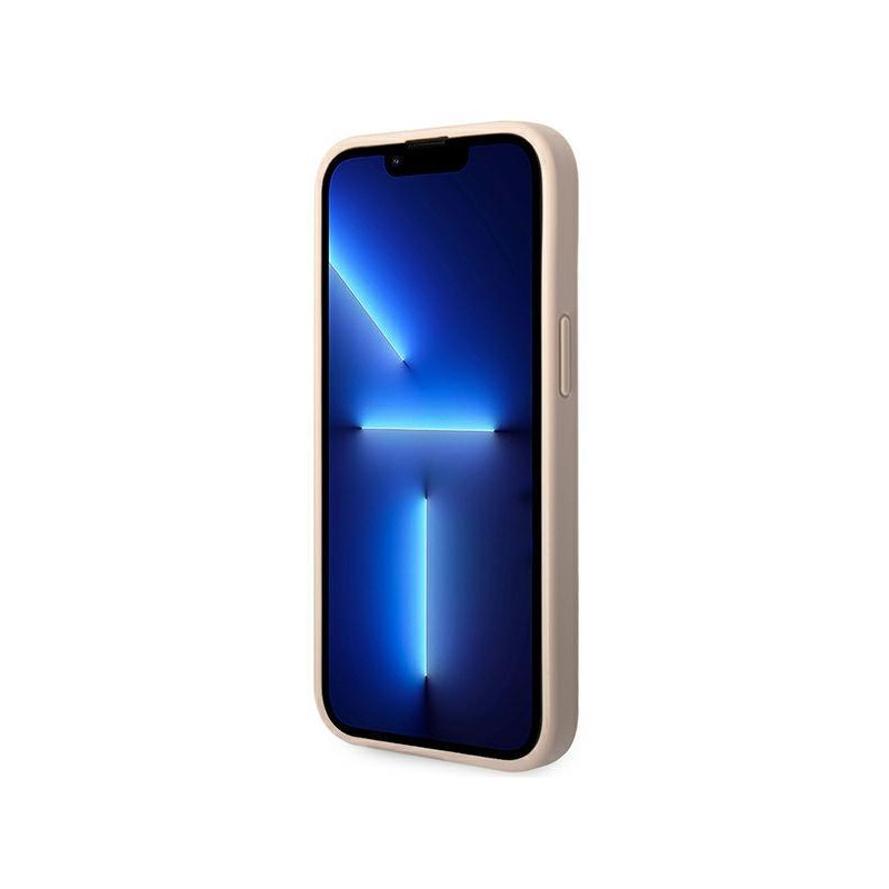 Guess GUHCP14SG4GFPI iPhone 14 6,1 colio rožinis/ rožinis kietas dėklas, 4G metalinis auksinis logotipas