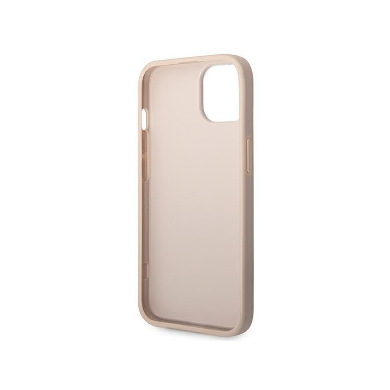 Guess GUHCP14SG4GFPI iPhone 14 6,1 colio rožinis/ rožinis kietas dėklas, 4G metalinis auksinis logotipas