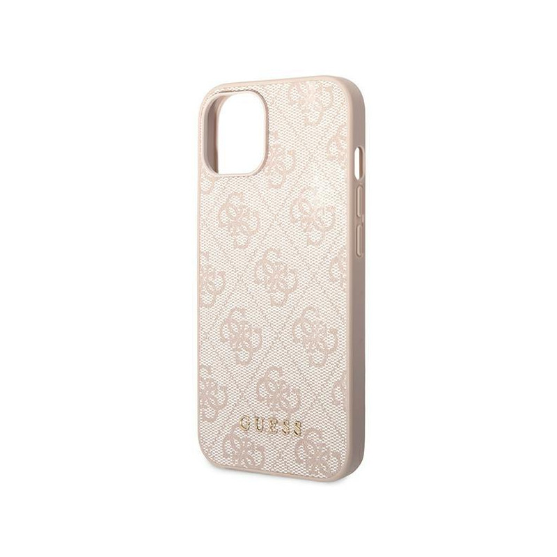 Guess 4G Metal Gold Logo dėklas iPhone 14 Plus - rožinis