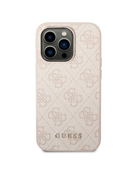 Guess 4G Metal Gold Logo dėklas, skirtas iPhone 14 Pro Max - rožinis Guess 4G Metal Gold Logo dėklas, skirtas iPhone 14 Pro Max - rožinis