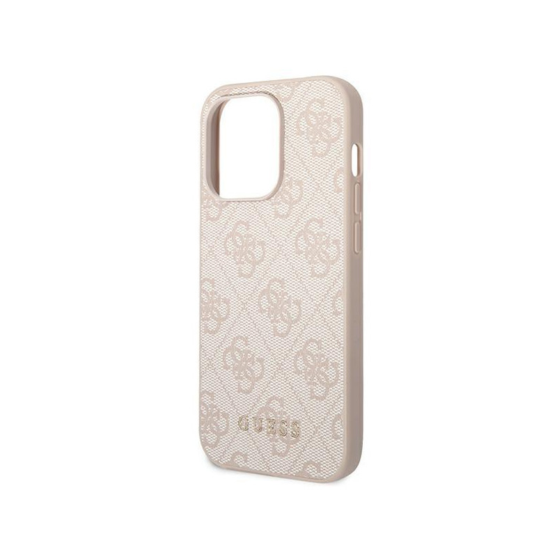 Guess 4G Metal Gold Logo dėklas, skirtas iPhone 14 Pro Max - rožinis