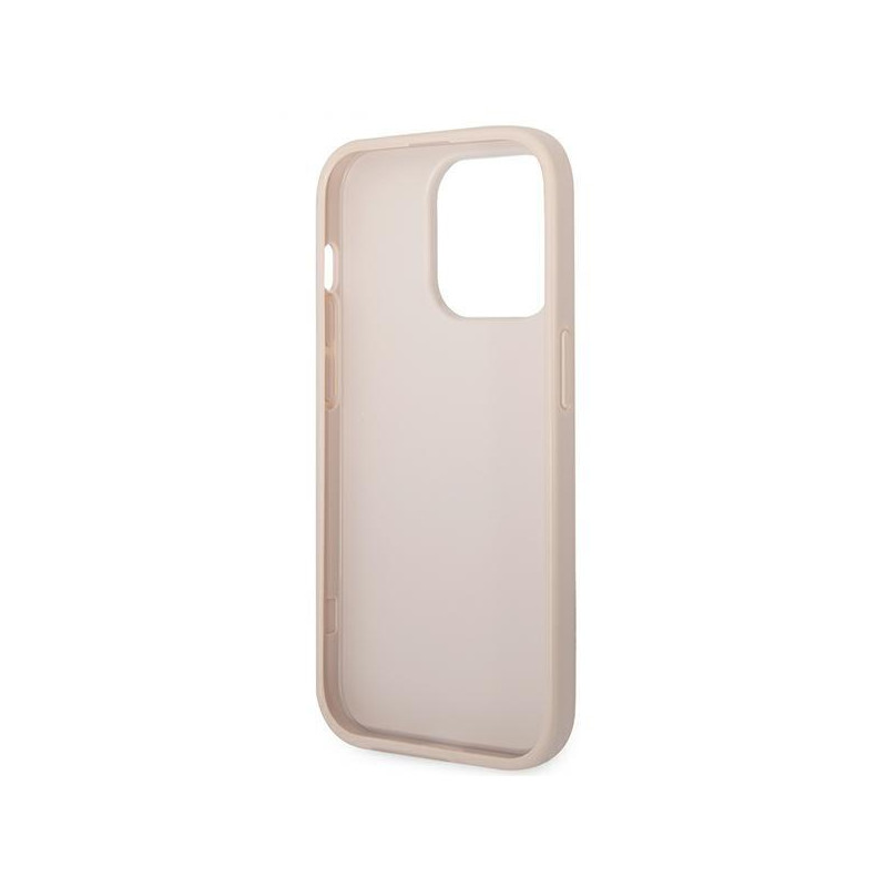 Guess 4G Metal Gold Logo dėklas, skirtas iPhone 14 Pro Max - rožinis