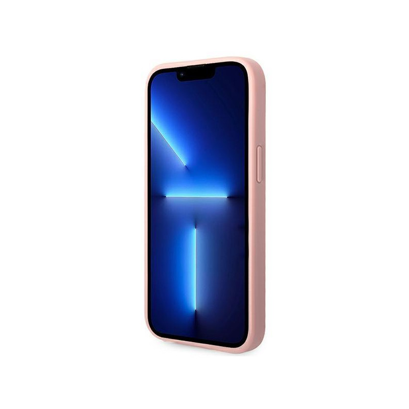 Guess Glitter Script dėklas iPhone 14 Plus - rožinis