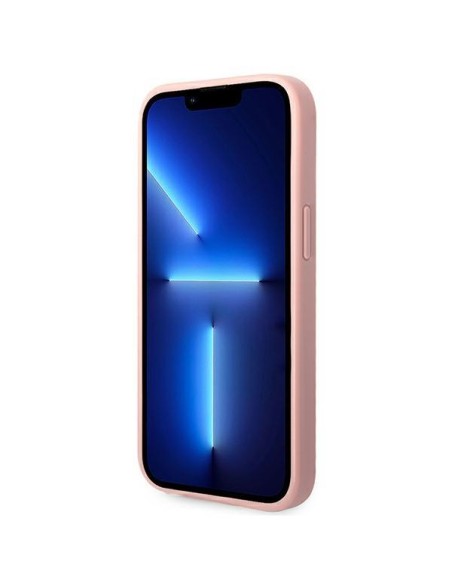 Guess Glitter Script dėklas iPhone 14 Plus - rožinis