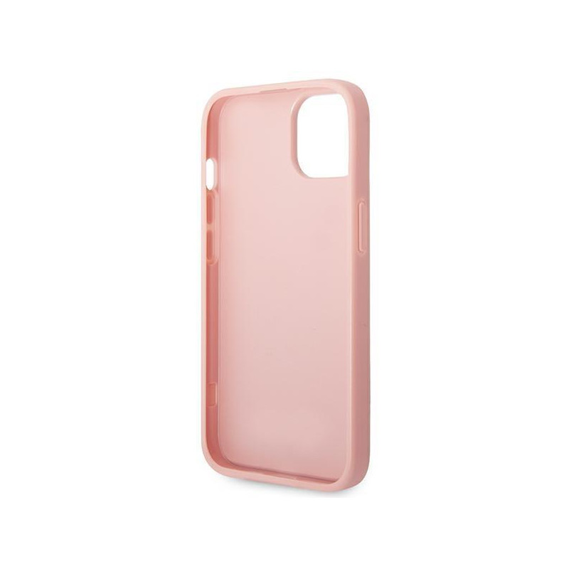 Guess Glitter Script dėklas iPhone 14 Plus - rožinis