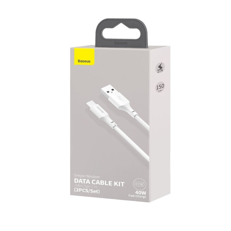 2x USB laidas USB-C greitas įkrovimas Maitinimo tiekimas Greitas įkrovimas 40 W 5 A 1,5 m baltas