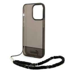 Guess Translucent Pearl Strap dėklas, skirtas iPhone 14 Pro - juodas