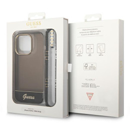 Guess Translucent Pearl Strap dėklas, skirtas iPhone 14 Pro - juodas