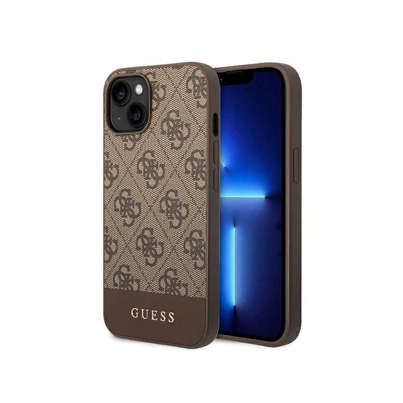 Guess GHUHCP14SG4GLBR iPhone 14 6,1 colio rudas/ rudas kietas dėklas 4G Stripe Collection Guess GHUHCP14SG4GLBR iPhone 14 6,1 colio rudas/ rudas kietas dėklas 4G Stripe Collection