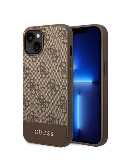 Guess GHUHCP14SG4GLBR iPhone 14 6,1 colio rudas/ rudas kietas dėklas 4G Stripe Collection Guess GHUHCP14SG4GLBR iPhone 14 6,1 colio rudas/ rudas kietas dėklas 4G Stripe Collection