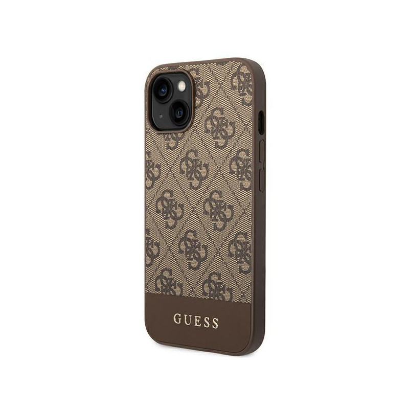 Guess GHUHCP14SG4GLBR iPhone 14 6,1 colio rudas/ rudas kietas dėklas 4G Stripe Collection