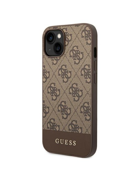 Guess GHUHCP14SG4GLBR iPhone 14 6,1 colio rudas/ rudas kietas dėklas 4G Stripe Collection Guess GHUHCP14SG4GLBR iPhone 14 6,1 colio rudas/ rudas kietas dėklas 4G Stripe Collection