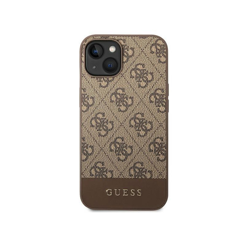 Guess GHUHCP14SG4GLBR iPhone 14 6,1 colio rudas/ rudas kietas dėklas 4G Stripe Collection