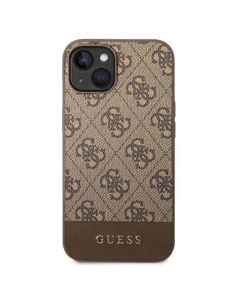 Guess GHUHCP14SG4GLBR iPhone 14 6,1 colio rudas/ rudas kietas dėklas 4G Stripe Collection Guess GHUHCP14SG4GLBR iPhone 14 6,1 colio rudas/ rudas kietas dėklas 4G Stripe Collection