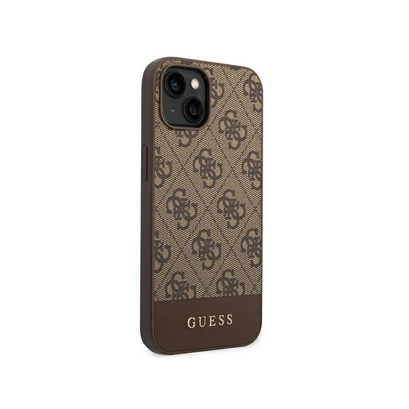 Guess GHUHCP14SG4GLBR iPhone 14 6,1 colio rudas/ rudas kietas dėklas 4G Stripe Collection