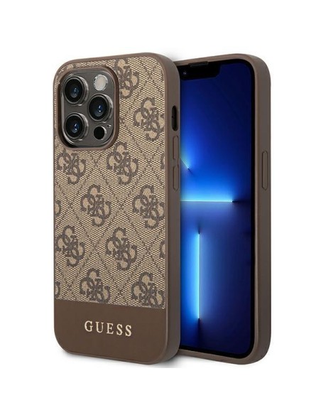 Guess GUHCP14XG4GLBR iPhone 14 Pro Max 6,7" rudas/ rudas kietas dėklas 4G Stripe Collection Guess GUHCP14XG4GLBR iPhone 14 Pro Max 6,7" rudas/ rudas kietas dėklas 4G Stripe Collection