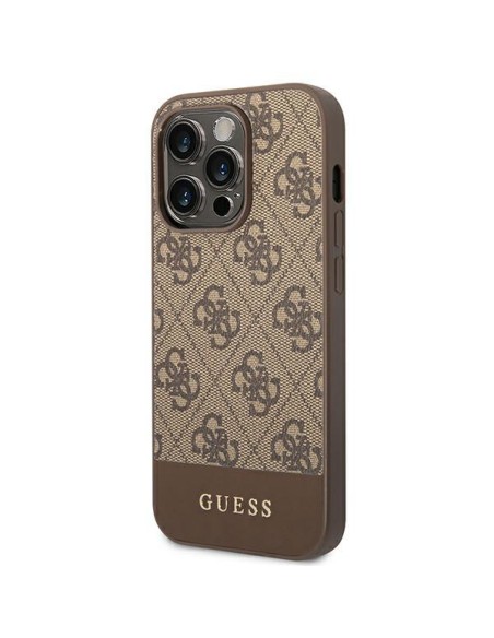 Guess GUHCP14XG4GLBR iPhone 14 Pro Max 6,7" rudas/ rudas kietas dėklas 4G Stripe Collection Guess GUHCP14XG4GLBR iPhone 14 Pro Max 6,7" rudas/ rudas kietas dėklas 4G Stripe Collection