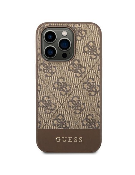 Guess GUHCP14XG4GLBR iPhone 14 Pro Max 6,7" rudas/ rudas kietas dėklas 4G Stripe Collection Guess GUHCP14XG4GLBR iPhone 14 Pro Max 6,7" rudas/ rudas kietas dėklas 4G Stripe Collection