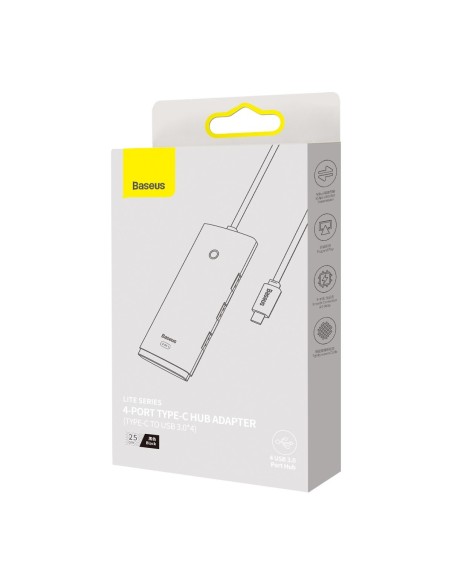 Lite serijos USB-C HUB adapteris 4x USB 3.0 25cm juodas Lite serijos USB-C HUB adapteris 4x USB 3.0 25cm juodas