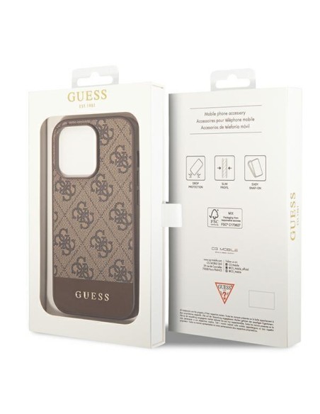 Guess GUHCP14XG4GLBR iPhone 14 Pro Max 6,7" rudas/ rudas kietas dėklas 4G Stripe Collection Guess GUHCP14XG4GLBR iPhone 14 Pro Max 6,7" rudas/ rudas kietas dėklas 4G Stripe Collection