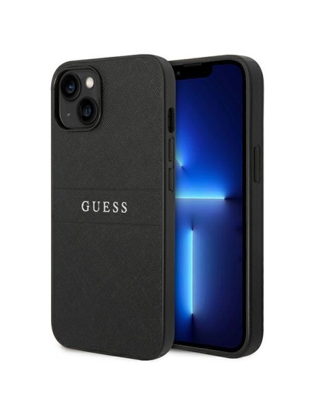 Guess Saffiano Strap dėklas iPhone 14 Plus - juodas Guess Saffiano Strap dėklas iPhone 14 Plus - juodas