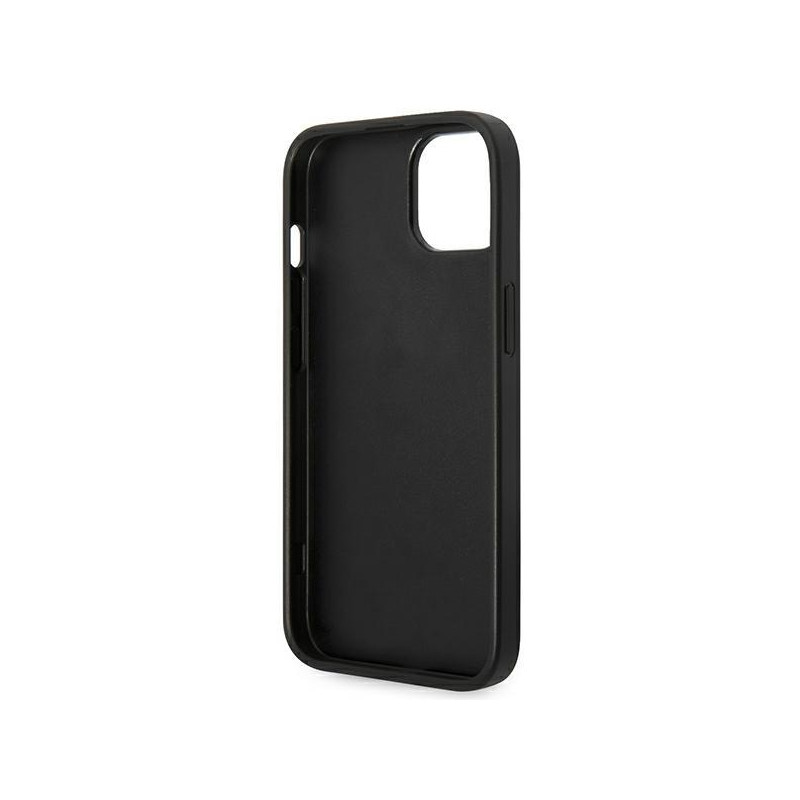 Guess Saffiano Strap dėklas iPhone 14 Plus - juodas