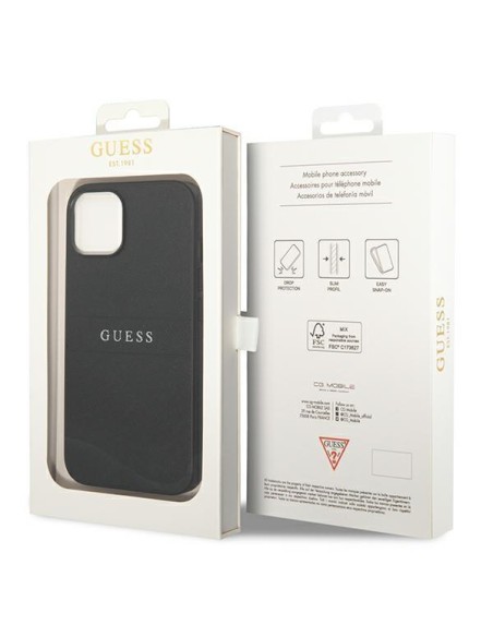 Guess Saffiano Strap dėklas iPhone 14 Plus - juodas Guess Saffiano Strap dėklas iPhone 14 Plus - juodas