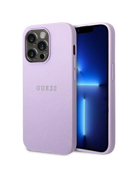 Guess Saffiano Strap dėklas, skirtas iPhone 14 Pro - violetinė Guess Saffiano Strap dėklas, skirtas iPhone 14 Pro - violetinė