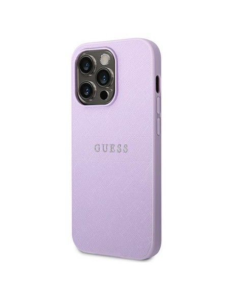 Guess Saffiano Strap dėklas, skirtas iPhone 14 Pro - violetinė Guess Saffiano Strap dėklas, skirtas iPhone 14 Pro - violetinė