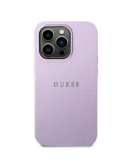 Guess Saffiano Strap dėklas, skirtas iPhone 14 Pro - violetinė Guess Saffiano Strap dėklas, skirtas iPhone 14 Pro - violetinė