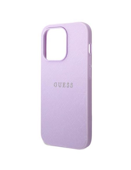 Guess Saffiano Strap dėklas, skirtas iPhone 14 Pro - violetinė Guess Saffiano Strap dėklas, skirtas iPhone 14 Pro - violetinė