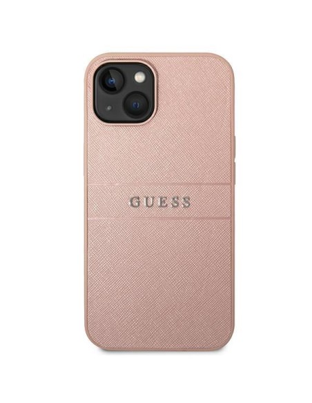 Guess Saffiano Strap dėklas iPhone 14 Plus - rožinis Guess Saffiano Strap dėklas iPhone 14 Plus - rožinis