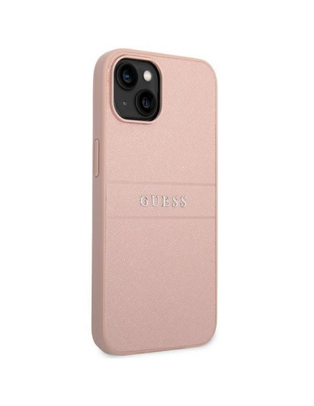 Guess Saffiano Strap dėklas iPhone 14 Plus - rožinis Guess Saffiano Strap dėklas iPhone 14 Plus - rožinis