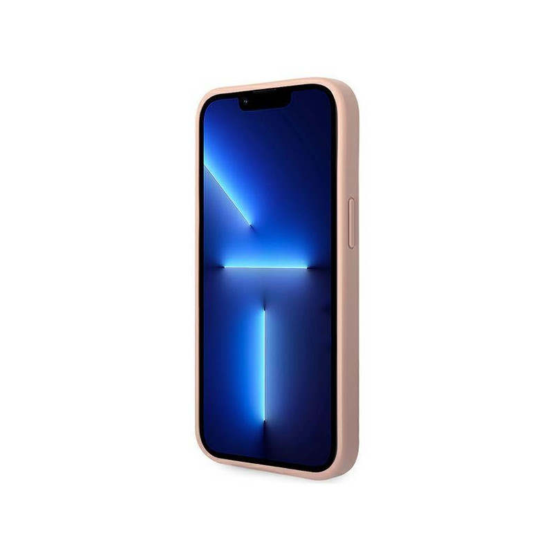 Guess Saffiano Strap dėklas iPhone 14 Plus - rožinis