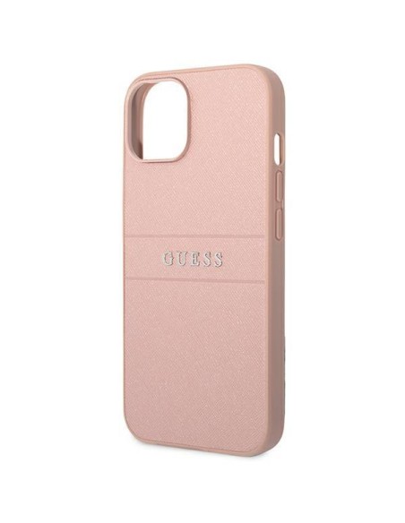 Guess Saffiano Strap dėklas iPhone 14 Plus - rožinis Guess Saffiano Strap dėklas iPhone 14 Plus - rožinis
