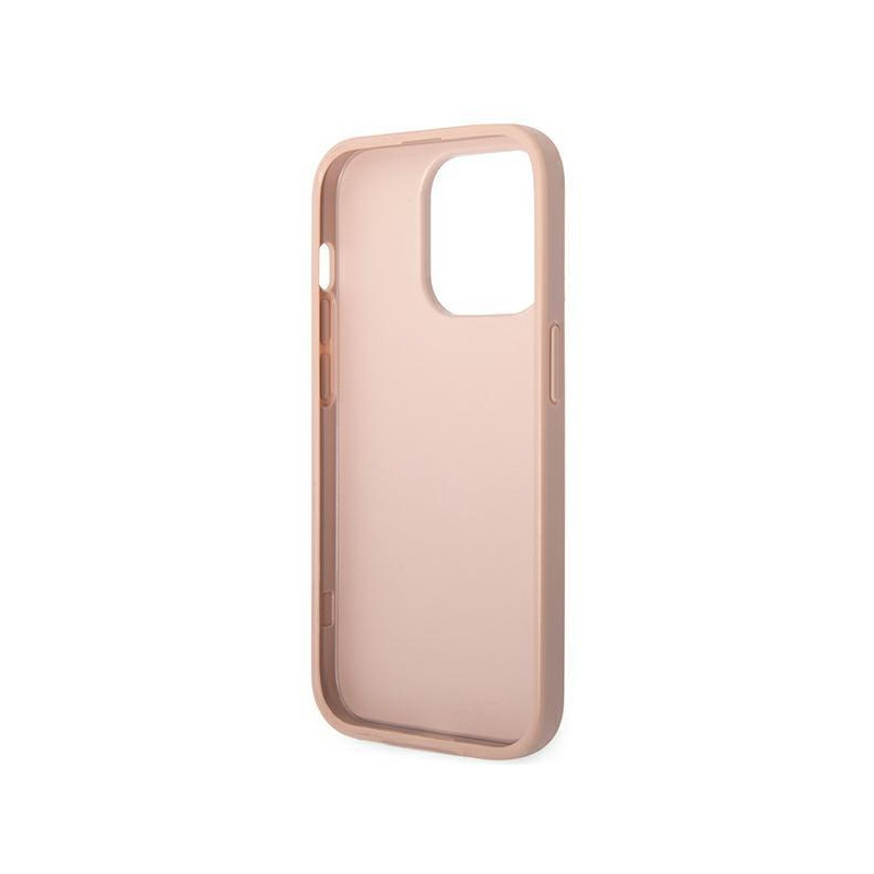 Guess Saffiano Strap dėklas iPhone 14 Pro - rožinis