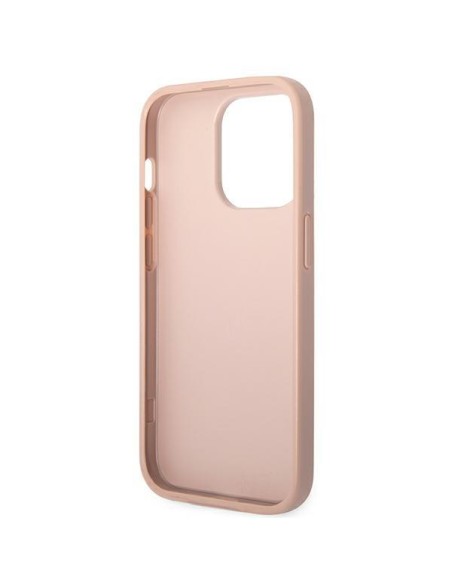 Guess Saffiano Strap dėklas iPhone 14 Pro - rožinis Guess Saffiano Strap dėklas iPhone 14 Pro - rožinis
