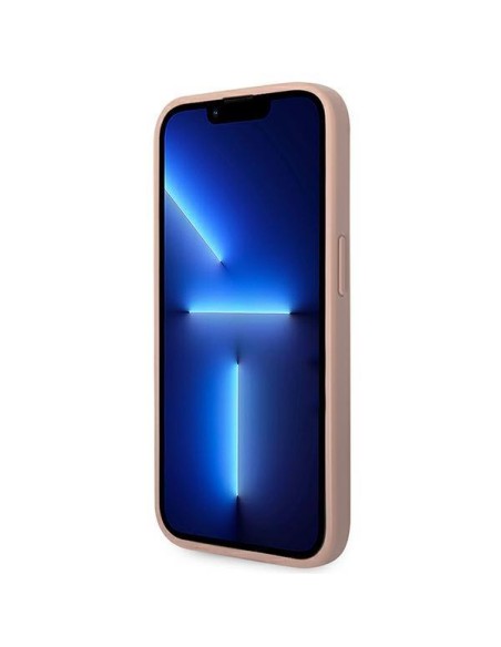 Guess Saffiano Strap dėklas, skirtas iPhone 14 Pro Max - rožinis