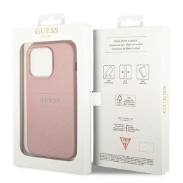 Guess Saffiano Strap dėklas, skirtas iPhone 14 Pro Max - rožinis