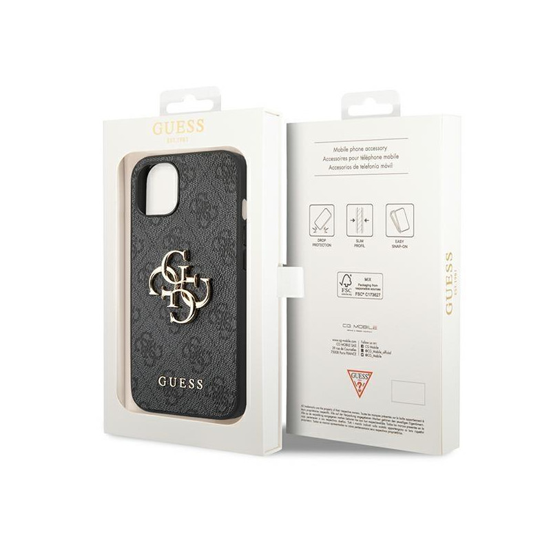Guess 4G Big Metal Logo dėklas, skirtas iPhone 14 Plus - pilkas