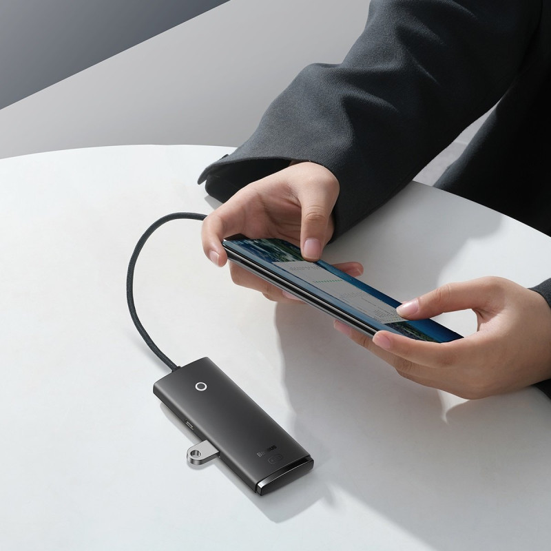Lite serijos USB-C HUB adapteris 4x USB 3.0 25cm juodas