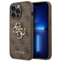 Guess 4G Big Metal Logo dėklas, skirtas iPhone 14 Pro - rudas