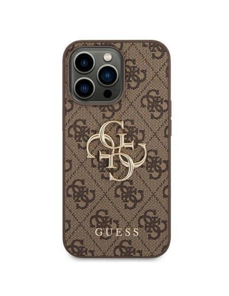 Guess 4G Big Metal Logo dėklas, skirtas iPhone 14 Pro - rudas Guess 4G Big Metal Logo dėklas, skirtas iPhone 14 Pro - rudas