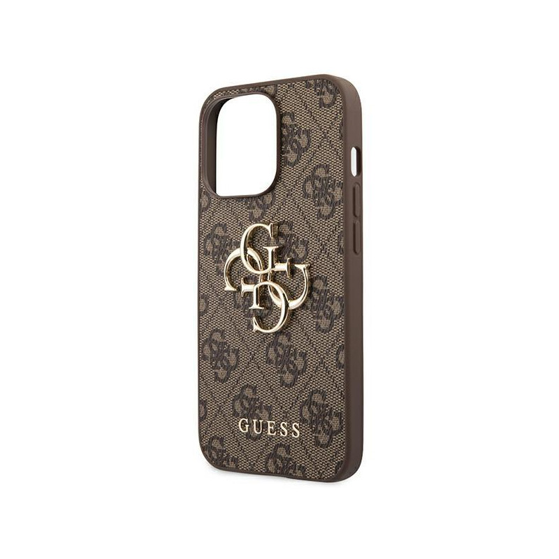 Guess 4G Big Metal Logo dėklas, skirtas iPhone 14 Pro - rudas