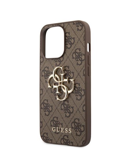 Guess 4G Big Metal Logo dėklas, skirtas iPhone 14 Pro - rudas Guess 4G Big Metal Logo dėklas, skirtas iPhone 14 Pro - rudas