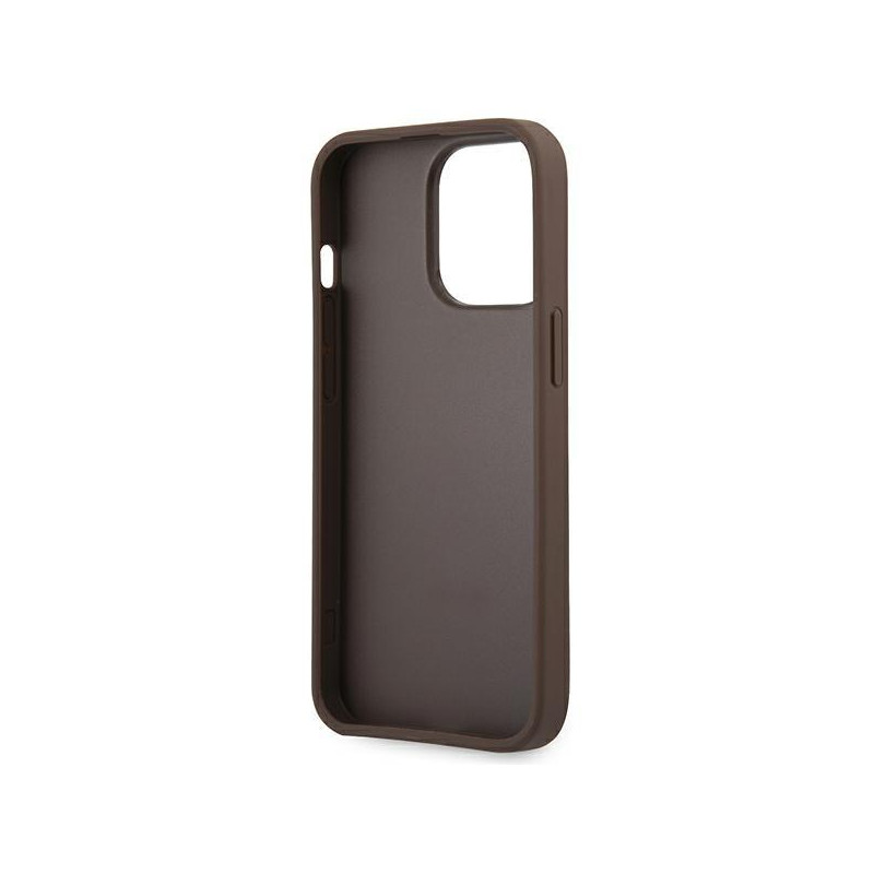 Guess 4G Big Metal Logo dėklas, skirtas iPhone 14 Pro - rudas