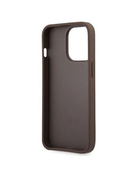 Guess 4G Big Metal Logo dėklas, skirtas iPhone 14 Pro - rudas Guess 4G Big Metal Logo dėklas, skirtas iPhone 14 Pro - rudas