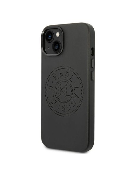 Karl Lagerfeld odinis perforuotas logotipo dėklas iPhone 14 Plus - juodas